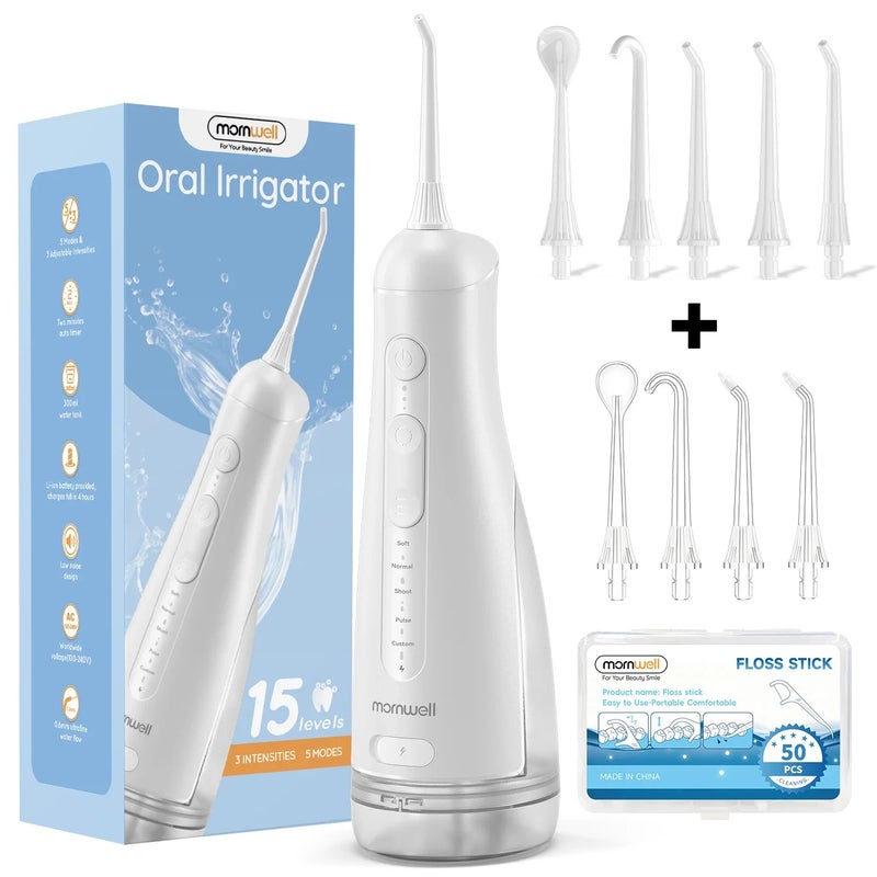 Mornwell F42 Water Dental Flosser IPX7 Waterproof 5 Modes 3 Pressure Irrigate for Oral Care Cleaning Teeth Effectively - Image 1