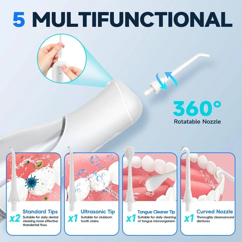 Mornwell F42 Water Dental Flosser IPX7 Waterproof 5 Modes 3 Pressure Irrigate for Oral Care Cleaning Teeth Effectively - Image 5
