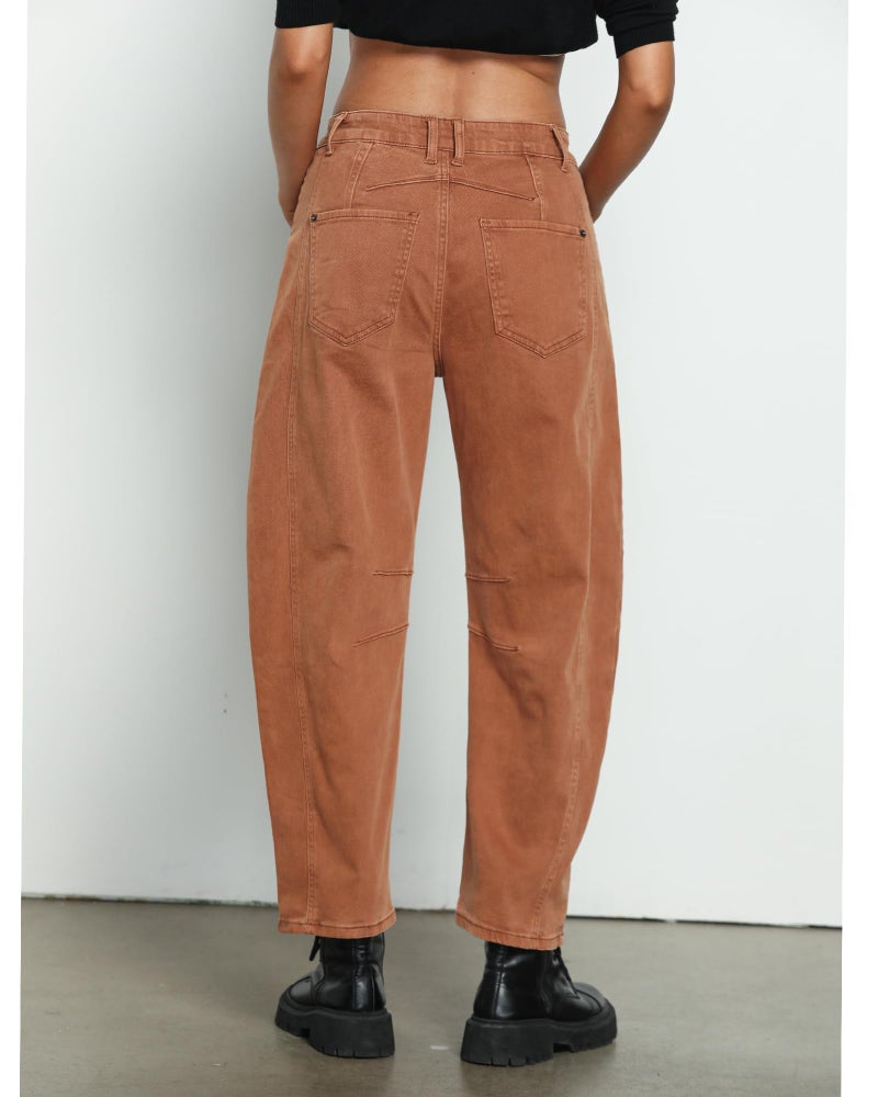 GRAPENT Barrel Jeans for Women Balloon Wide Leg Cropped Trendy Jeans Boyfriend High Waisted Jean Pants Casual Stretchy Summer Denim Trousers Color Caramel XX-Large Plus Size 20 to 22 - Image 2