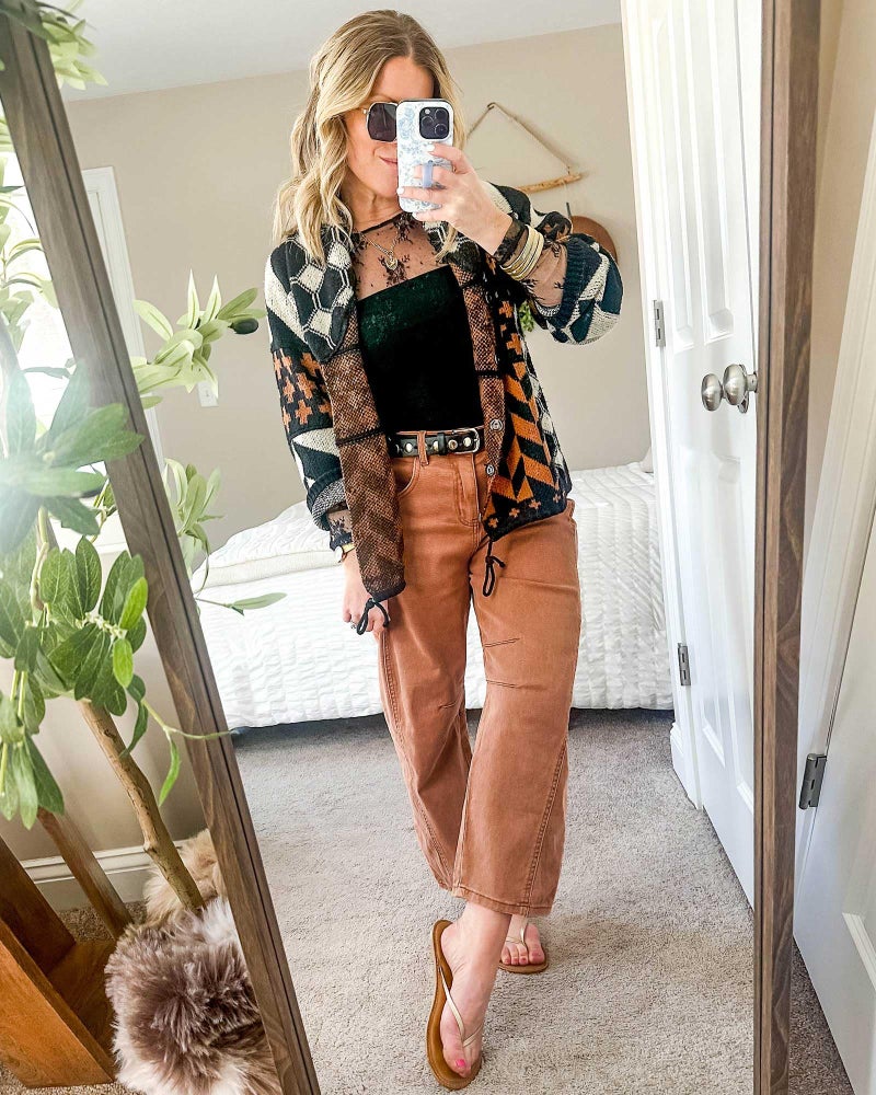 GRAPENT Barrel Jeans for Women Balloon Wide Leg Cropped Trendy Jeans Boyfriend High Waisted Jean Pants Casual Stretchy Summer Denim Trousers Color Caramel XX-Large Plus Size 20 to 22 - Image 3