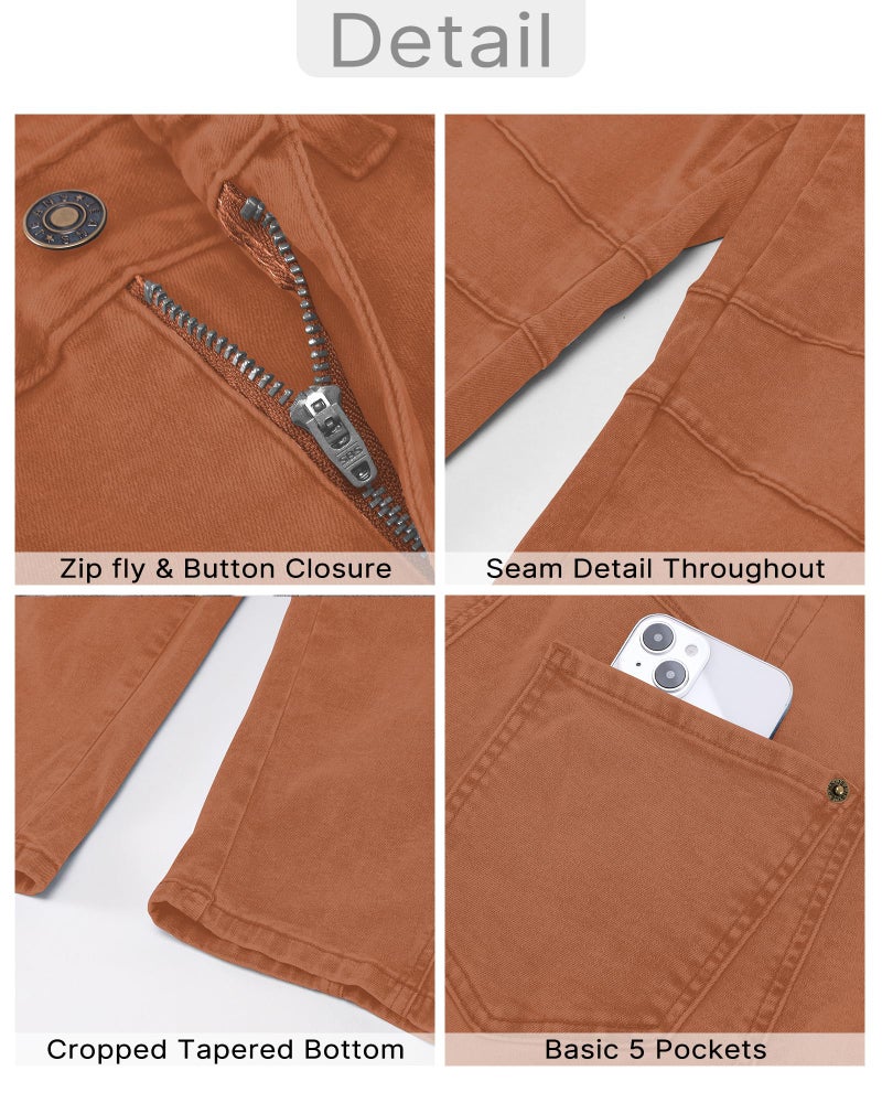 GRAPENT Barrel Jeans for Women Balloon Wide Leg Cropped Trendy Jeans Boyfriend High Waisted Jean Pants Casual Stretchy Summer Denim Trousers Color Caramel XX-Large Plus Size 20 to 22 - Image 5