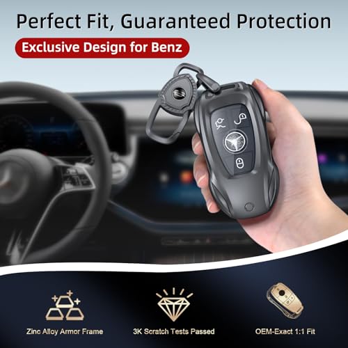 saxsion for Benz CLS CLA CLK AMG CLK GLC GLE GLS SLK ML SL SLK A B C E R S G Smart Remote Key Case Shell (Classic Black，for Benz-B) - Image 2