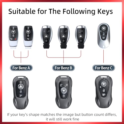 saxsion for Benz CLS CLA CLK AMG CLK GLC GLE GLS SLK ML SL SLK A B C E R S G Smart Remote Key Case Shell (Classic Black，for Benz-B) - Image 3