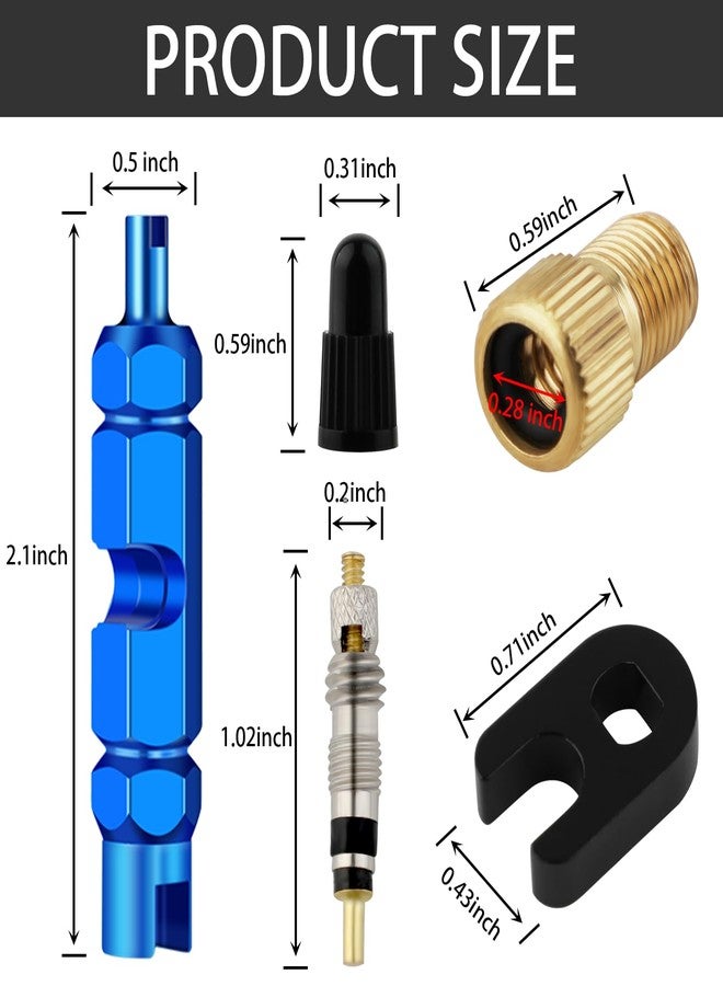 ZHSMS 23 Pieces Presta Valve Core, Bike Valve Core Removal Tool with Tubeless Valve, Presta Valve Caps, Brass Presta Valve Adapter for Tubeless Road MTB Tires - Image 2
