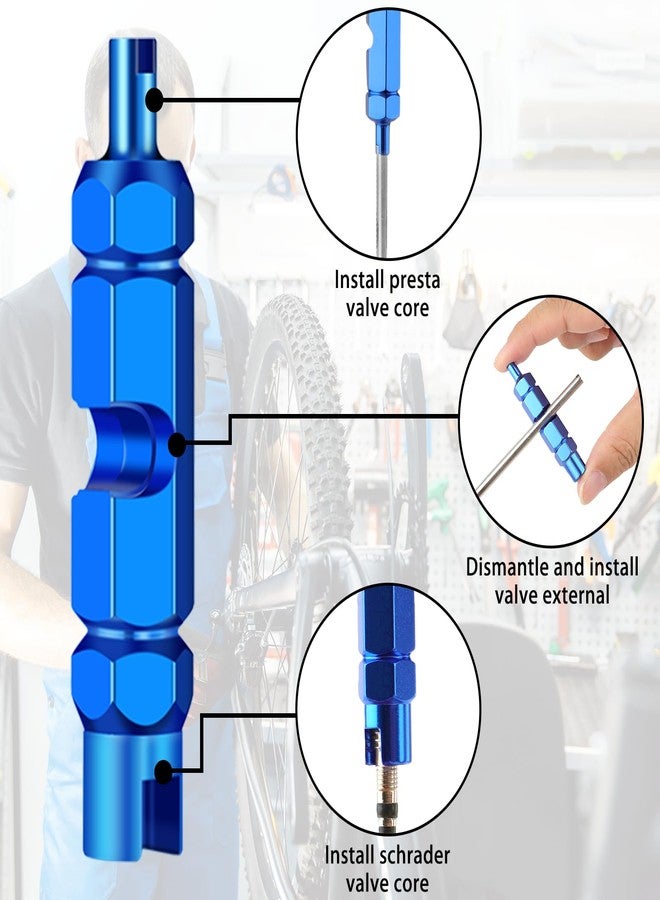 ZHSMS 23 Pieces Presta Valve Core, Bike Valve Core Removal Tool with Tubeless Valve, Presta Valve Caps, Brass Presta Valve Adapter for Tubeless Road MTB Tires - Image 3
