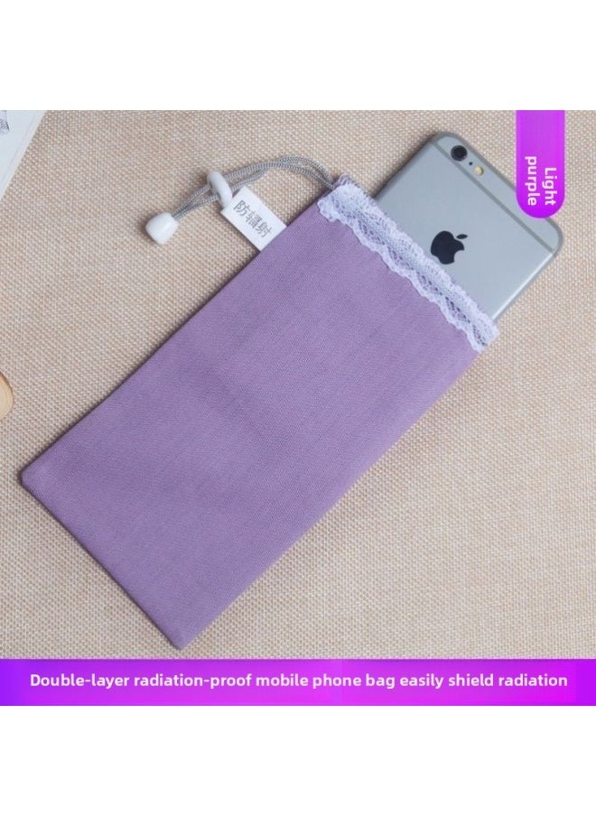 Generic Pregnant Women Anti-radiation Mobile Phone Case Mobile Phone Signal Physical Shielding Box Anti-metal Detector Shielding Bag Rest Bag-Color:(light Purple) Double-layer Radiation-proof Mobile Phone Bag  - Image 1