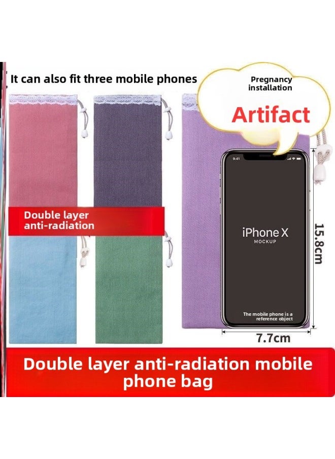 Generic Pregnant Women Anti-radiation Mobile Phone Case Mobile Phone Signal Physical Shielding Box Anti-metal Detector Shielding Bag Rest Bag-Color:(light Purple) Double-layer Radiation-proof Mobile Phone Bag  - Image 2