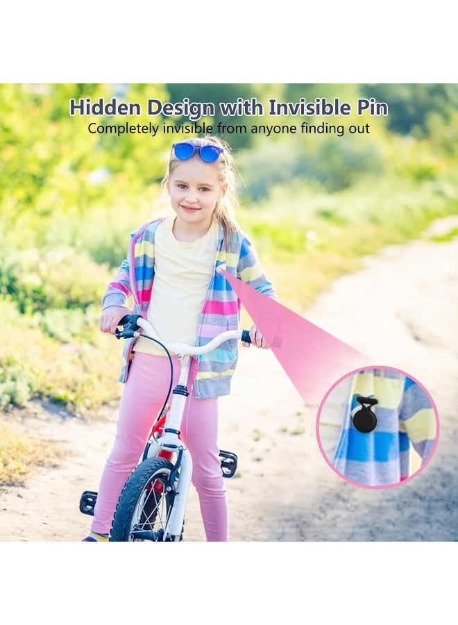 Ecosystem Soft Silicone case Compatible with Apple Airtag Hidden Cover with Pin Brooch, Waterproof Kids Airtag Holder Case, Anti Lost Tag Protective cover (Pink) - Image 2