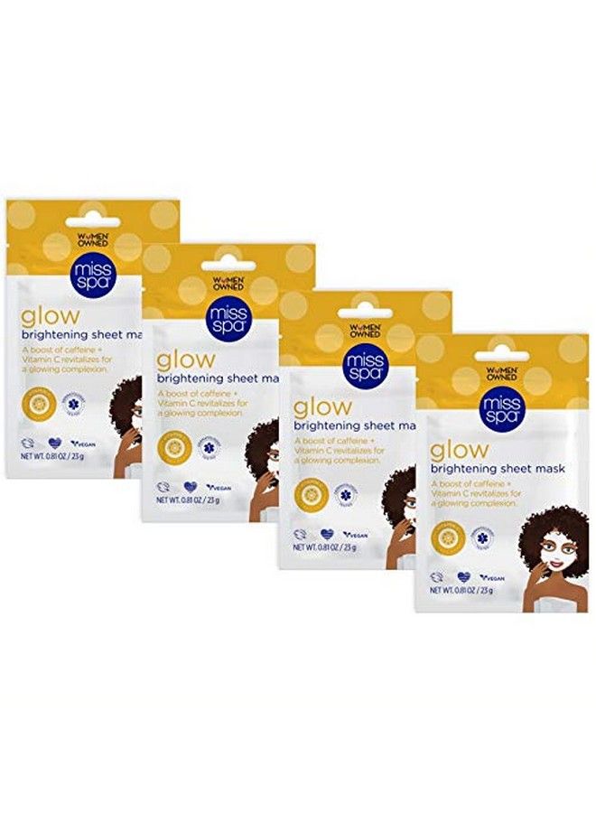 MISS SPA Glow Brightening Sheet Mask For Face Antiaging Face Mask With Vitamin C And Caffeine To Fade Dark Spots Dermatologist Tested 4 Pack - Image 2