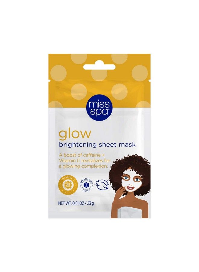 MISS SPA Glow Brightening Sheet Mask For Face Antiaging Face Mask With Vitamin C And Caffeine To Fade Dark Spots Dermatologist Tested 4 Pack - Image 3