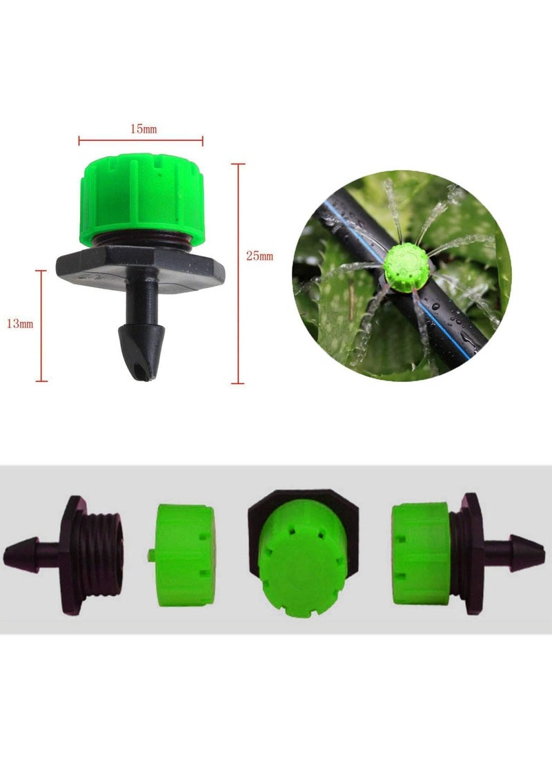 Scrolls - Irrigation Drippers, Adjustable Irrigation Sprinklers Drip Irrigation System Kit Micro Flow Drip Head Irrigation Mist Nozzles for Vegetable Gardens or Flower Beds, Size: 25mmx19mm, Pack of 100 (GREEN) - Image 1