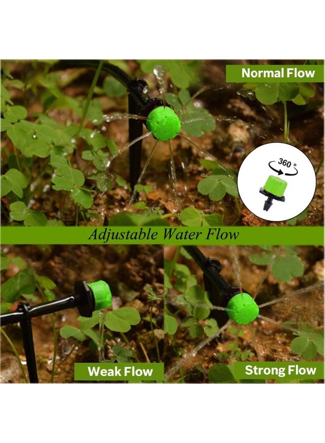 مخطوطات رشاشات ري، رشاشات ري قابلة للتعديل، طقم نظام ري بالتنقيط، رؤوس تنقيط دقيقة التدفق، فوهات رذاذ ري للحدائق النباتية أو أحواض الزهور، المقاس: 25 مم × 19 مم، عبوة من 100 قطعة (أخضر) - Image 3