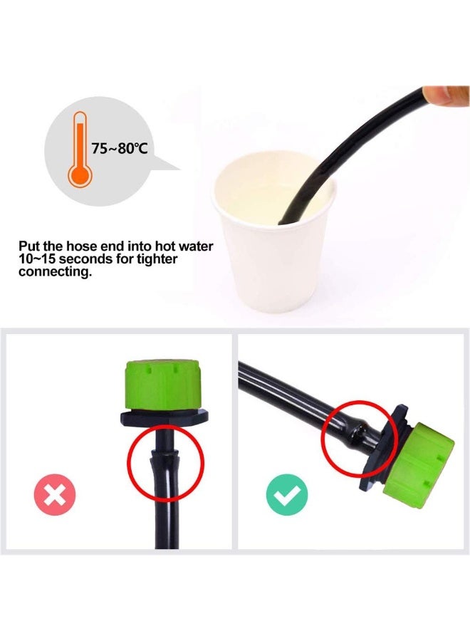 مخطوطات رشاشات ري، رشاشات ري قابلة للتعديل، طقم نظام ري بالتنقيط، رؤوس تنقيط دقيقة التدفق، فوهات رذاذ ري للحدائق النباتية أو أحواض الزهور، المقاس: 25 مم × 19 مم، عبوة من 100 قطعة (أخضر) - Image 4