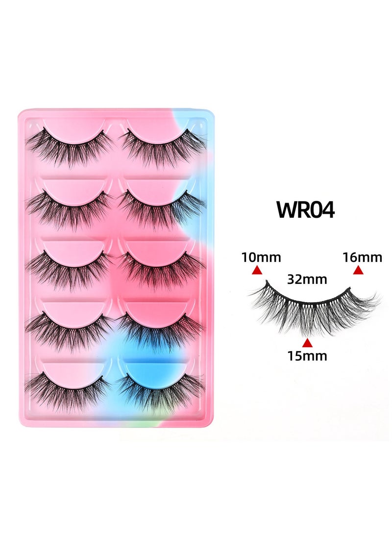 رموش صناعية طبيعية منفوشة ثلاثية الأبعاد، رموش صناعية ناعمة من المينك، طقم 5 أزواج قابلة لإعادة الاستخدام - Image 3