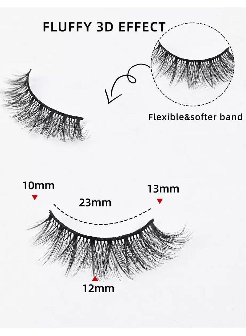 رموش صناعية طبيعية منفوشة ثلاثية الأبعاد، رموش صناعية ناعمة من المينك، طقم 5 أزواج قابلة لإعادة الاستخدام - Image 5