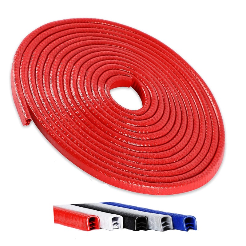 Winfort 16.5FT(5M) Universal Car Door Edge Protector Guards, No-Glue Required Rubber Seal U Shape Automotive Door Entry Guard, Suitable for Most Cars, SUVs and Trucks (Red) - Image 1