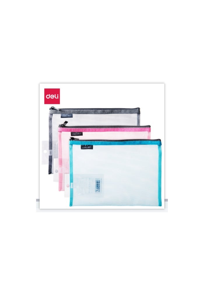 Deli 63451-A5 zipper bag transparent PVC thickened student stationery office bills documents for storage - Image 1