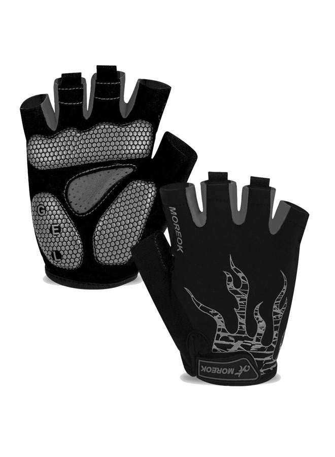 MOREOK Cycling Gloves Bike Gloves for Men/Women-[Breathable Anti-Slip 5MM Gel Pad] Biking Gloves Half Finger Road Bike MTB Bicycle Gloves-050-GRAY-L - Image 1