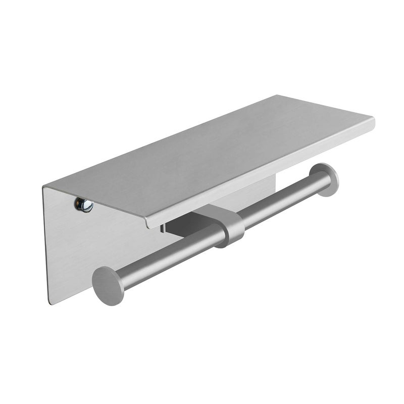 BGL Toilet Paper Holder with Shelf Brushed Nickel Double Head Toilet Tissue Roll Holder 304 Stainless Steel Wall Mount for Bathroom - Image 2