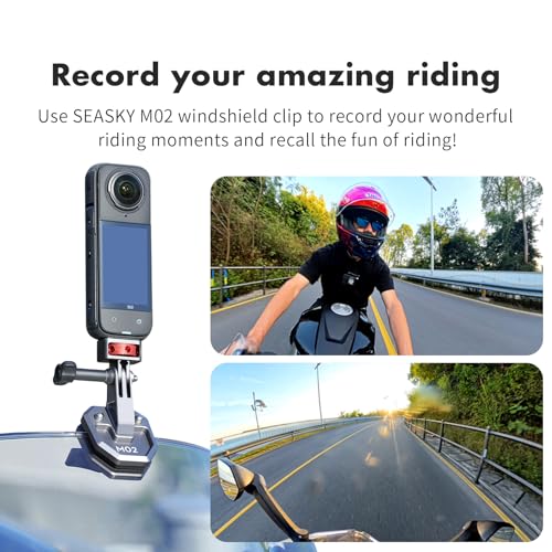 SEASKY M02 Motorcycle Windscreen Clamp Mount Motorbike Accessories for Gopro Hero 13 12 11 10 9 8 for DJI Action 5 4 3 2 OSMO 360 for insta360 X5 X4 X3 Ace Pro 2 Action Camera All Aluminum Metal - Image 3