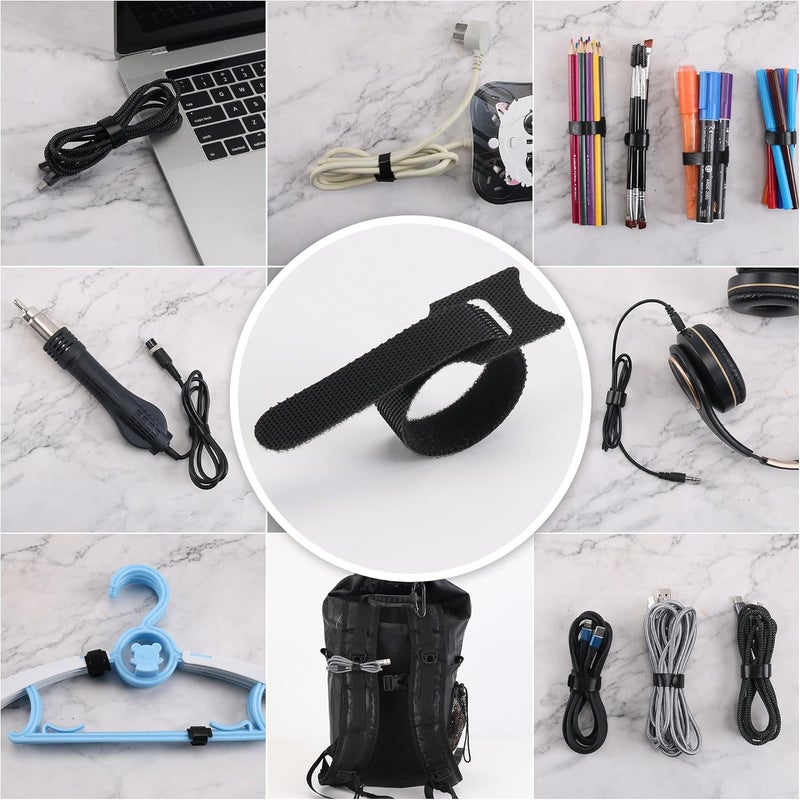 Nettbe Reusable Cable Ties, 210 PCS 6 Inches Adjustable Cord Straps Wire Organizer Cord Wrap and Hook Loop Cable Management - Image 3