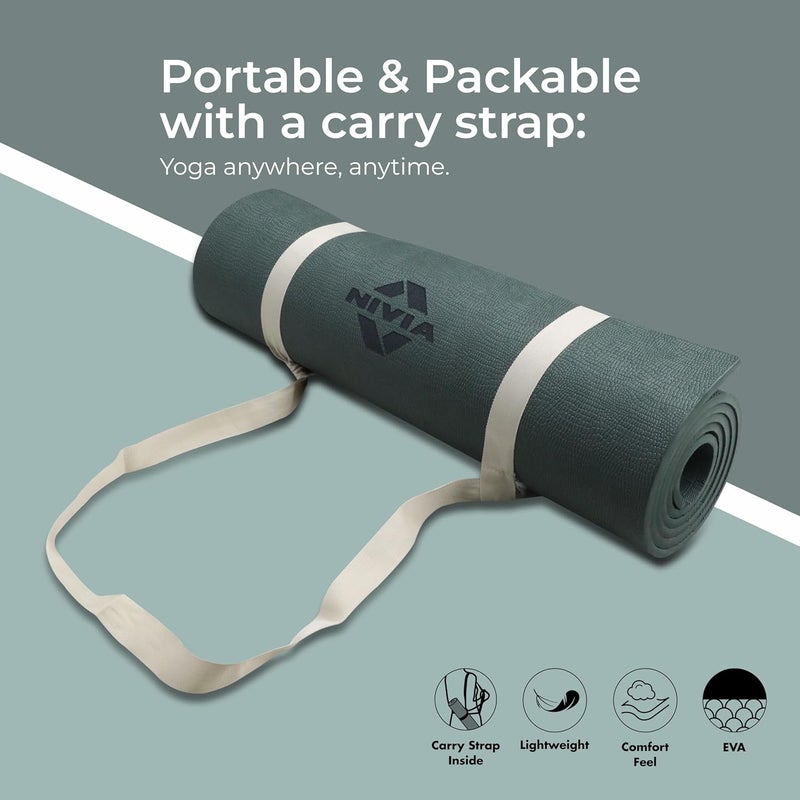 Nivia Spark EVA Yoga Mat - 6mm Thick Exercise Mat for Home Workout in Bottle Green - Image 4