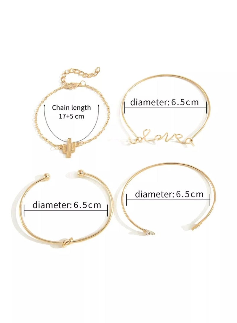 4pcs Cactus & Letter Decor Bracelet  - Image 3