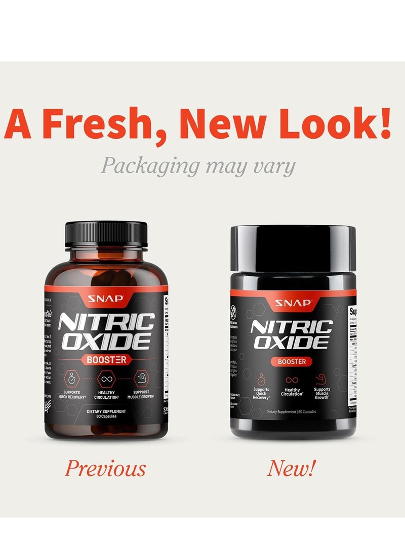 SNAP Nitric Oxide Booster Energy, Heart Health, Muscle Growth & Circulation Support, 60 Capsules 30 Servings  - Image 2