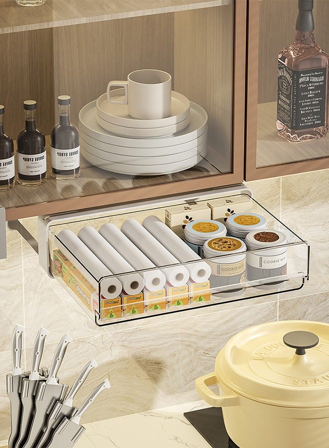 DUNISO Non Perforated Adhesive Transparent Storage Box, Under Desk Drawer Storage Box, Drawer Style Hidden Office File Storage, Drawer Style Underwear Storage Box - Image 2