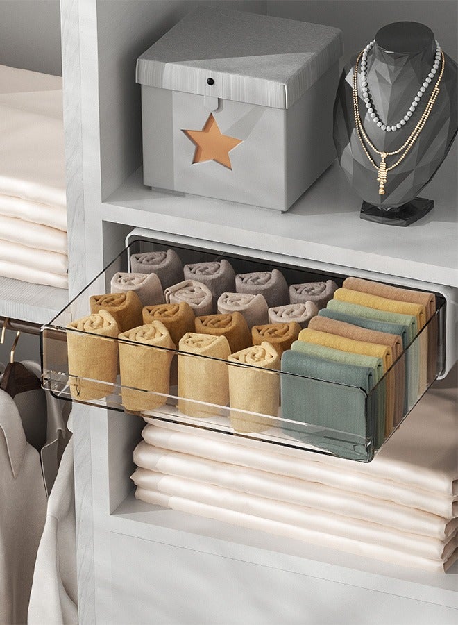 DUNISO Non Perforated Adhesive Transparent Storage Box, Under Desk Drawer Storage Box, Drawer Style Hidden Office File Storage, Drawer Style Underwear Storage Box - Image 4