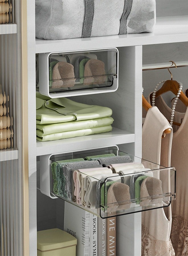 DUNISO Non Perforated Adhesive Transparent Storage Box, Under Desk Drawer Storage Box, Drawer Style Hidden Office File Storage, Drawer Style Underwear Storage Box - Image 3