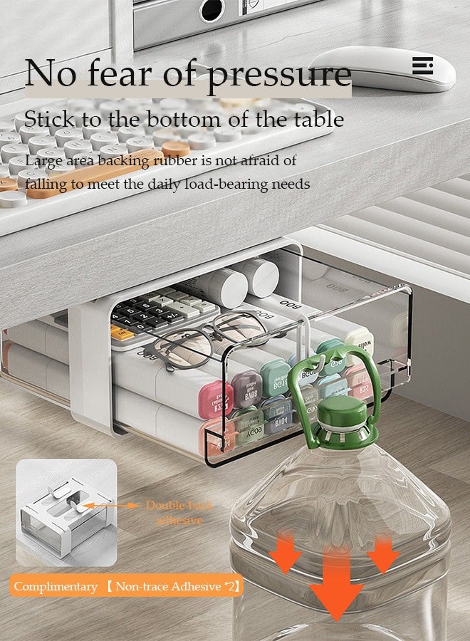 DUNISO Non Perforated Adhesive Transparent Storage Box, Under Desk Drawer Storage Box, Drawer Style Hidden Office File Storage, Drawer Style Underwear Storage Box - Image 5