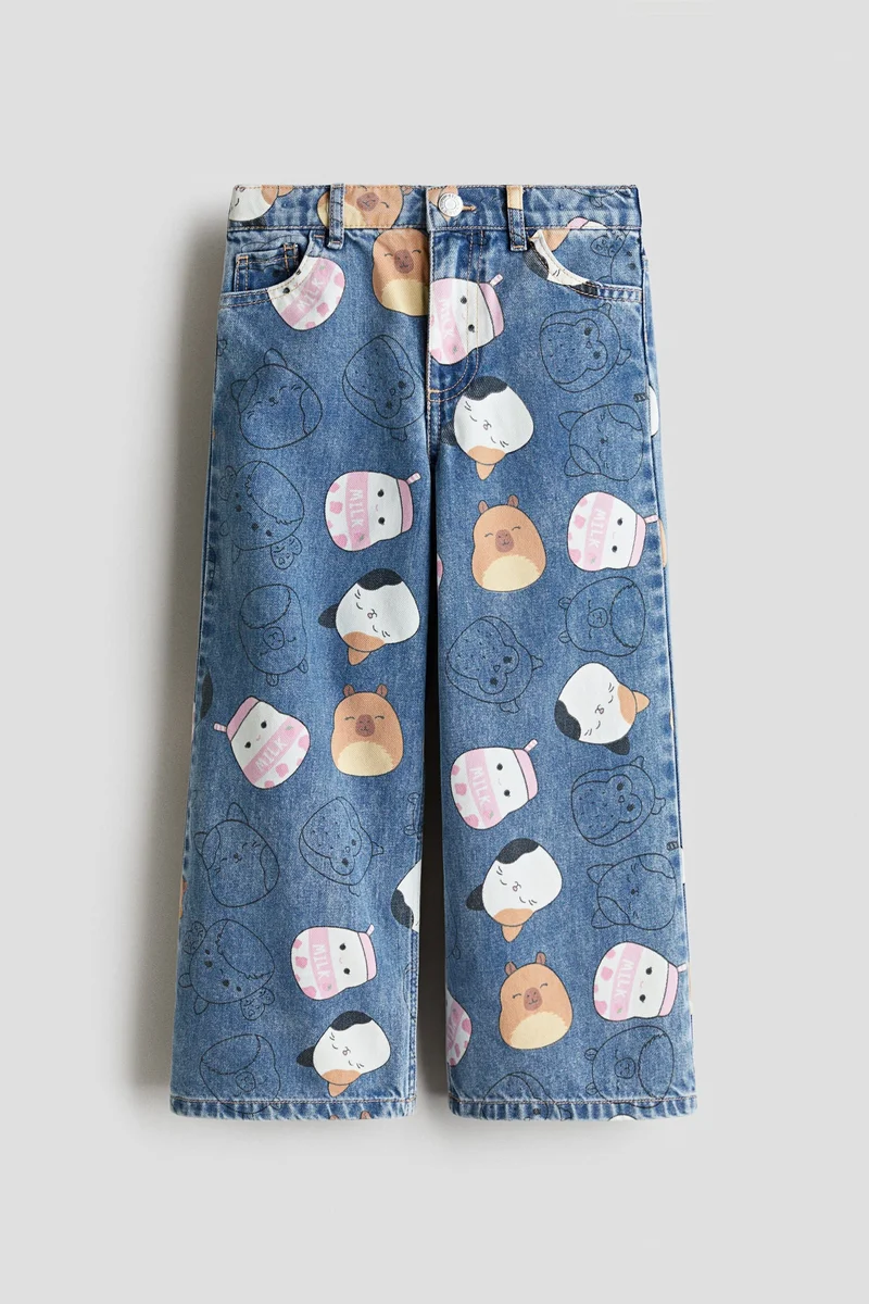 H&M Printed Wide Leg Jeans