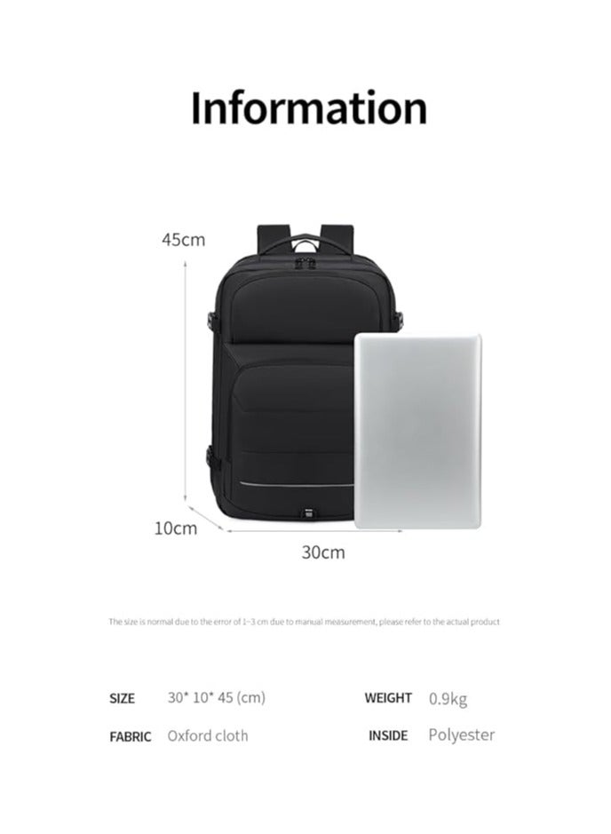 Rahala Laptop Bag Expandable Backpack for 15.6 inch LapotpTravel Backpack Water-resistant Business School Backpack with USB RAL2201 Black  - Image 3