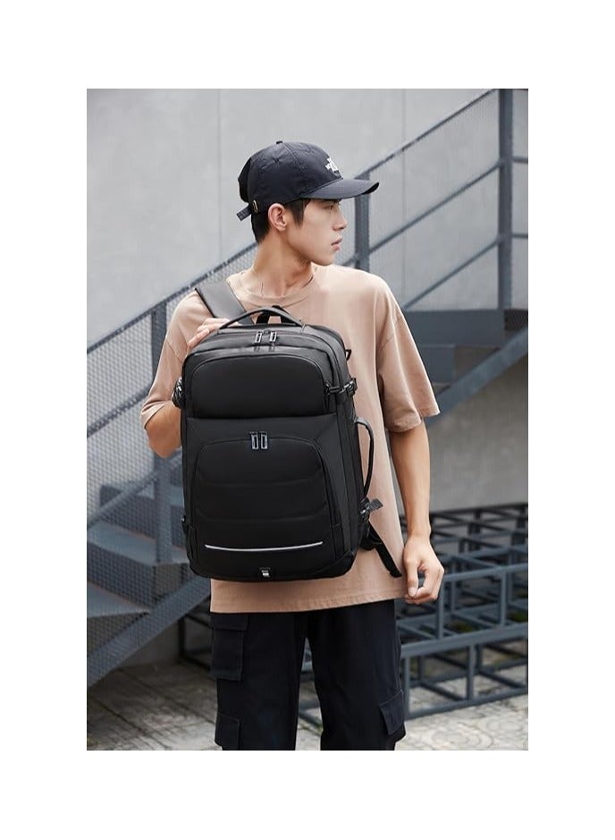 Rahala Laptop Bag Expandable Backpack for 15.6 inch LapotpTravel Backpack Water-resistant Business School Backpack with USB RAL2201 Black  - Image 4