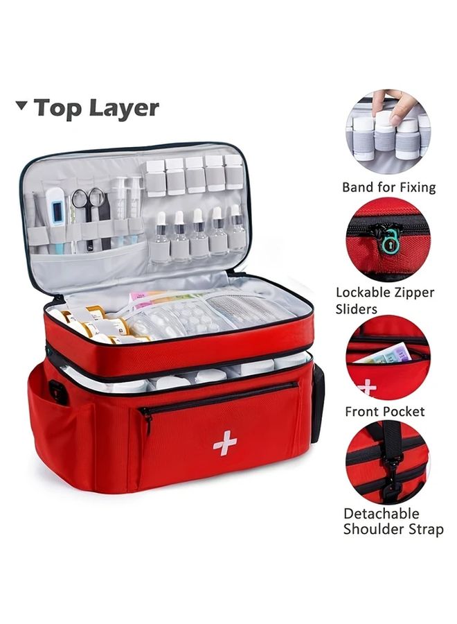 Black Medical First Aid Kit Multi Pocket Travel Bag For Outdoor Sports - Image 3