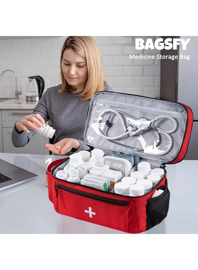 Black Medical First Aid Kit Multi Pocket Travel Bag For Outdoor Sports - Image 4