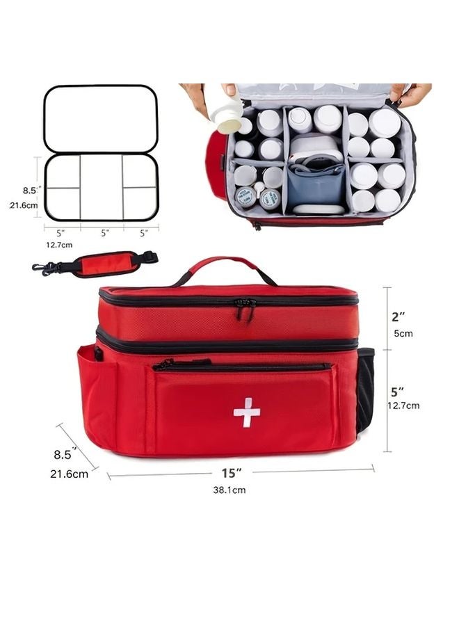 Black Medical First Aid Kit Multi Pocket Travel Bag For Outdoor Sports - Image 5