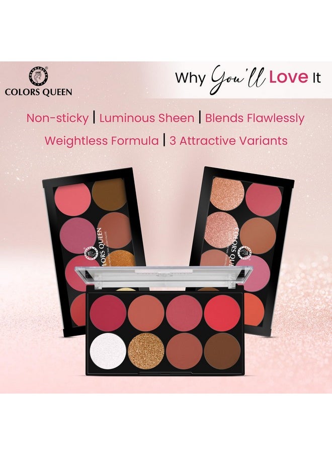 Ultra Professional Blush Palette With Shimmer Highlighters And Contour | Highly Pigmented & Easy To Blendable Shades | Lightweight Blush And Highlighter Palette (Shade - 03)