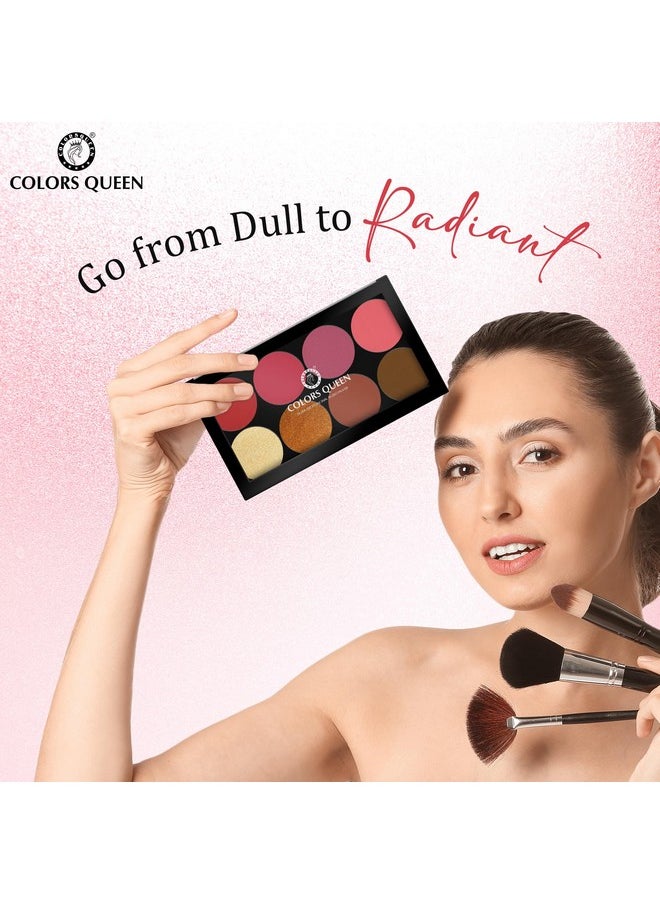 Ultra Professional Blush Palette With Shimmer Highlighters And Contour | Highly Pigmented & Easy To Blendable Shades | Lightweight Blush And Highlighter Palette (Shade - 03)