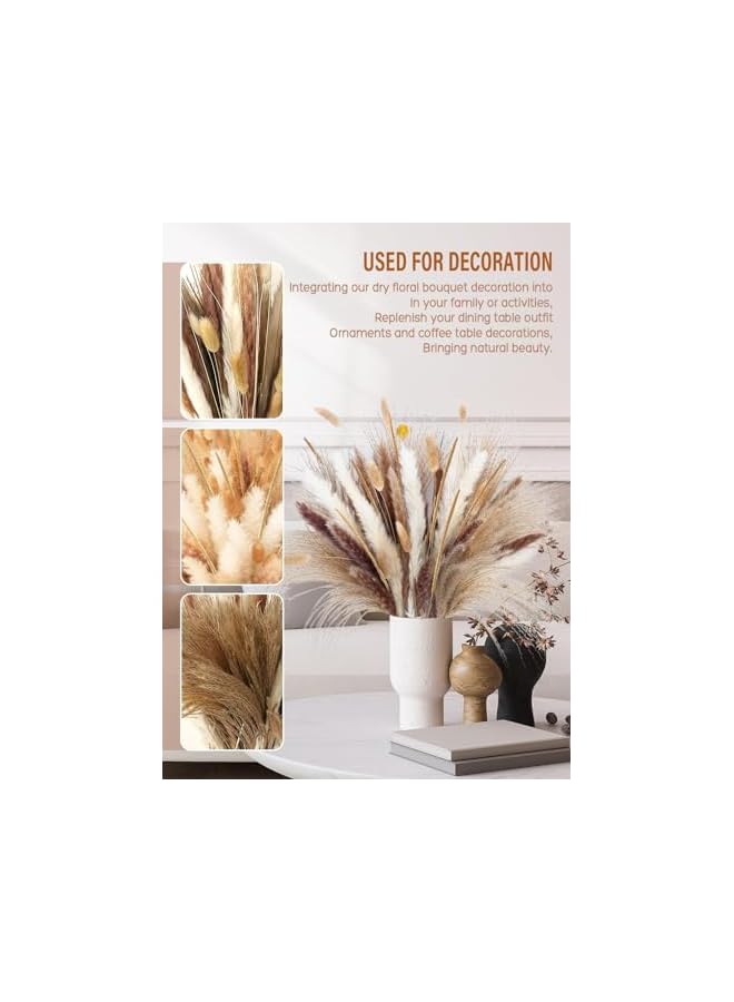 The Bros 120PCS Dried Pampas Grass Decor Bouquet, Phragmites Dried Flowers, Floral Arrangements for Boho Home Wedding Party Decorations - Image 5