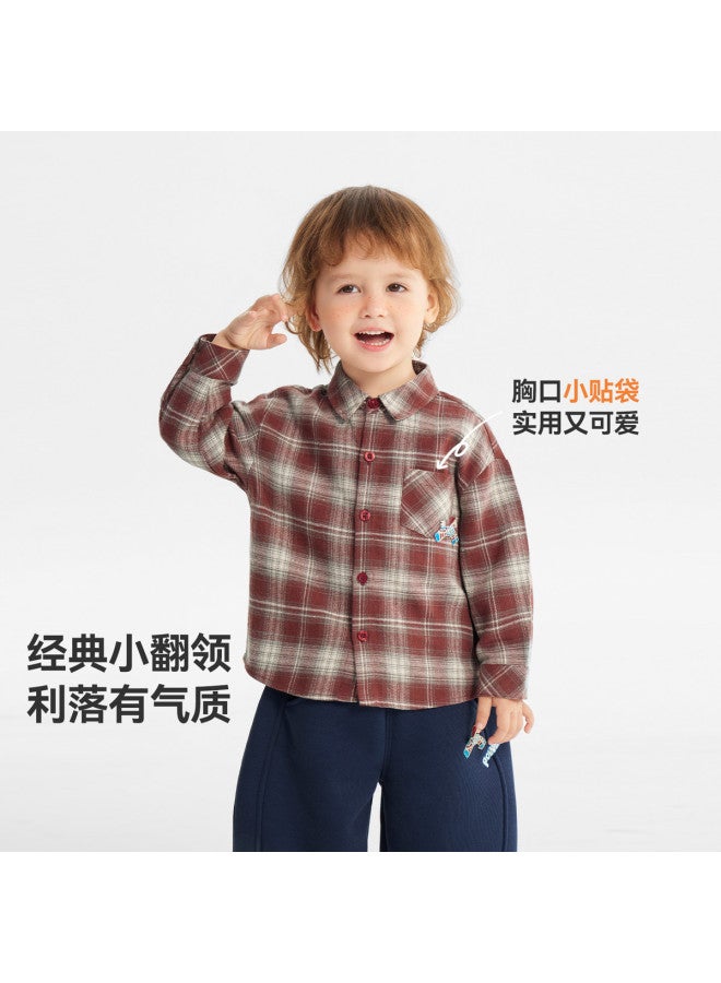Baby Plaid Shirt Boys And Girls Kids Coat Spring 2026 New Children's Long Sleeve Shirt Plaid Top Style - Image 4