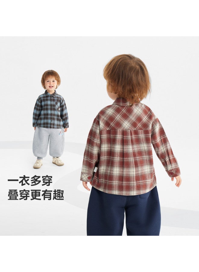 Baby Plaid Shirt Boys And Girls Kids Coat Spring 2026 New Children's Long Sleeve Shirt Plaid Top Style - Image 5