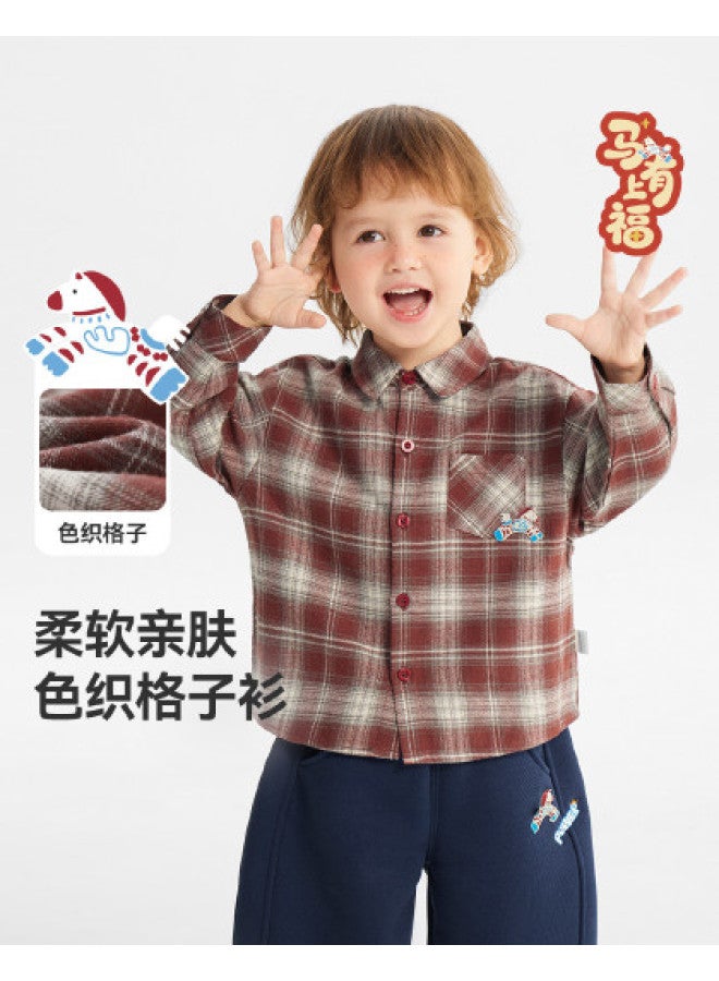 Baby Plaid Shirt Boys And Girls Kids Coat Spring 2026 New Children's Long Sleeve Shirt Plaid Top Style - Image 1