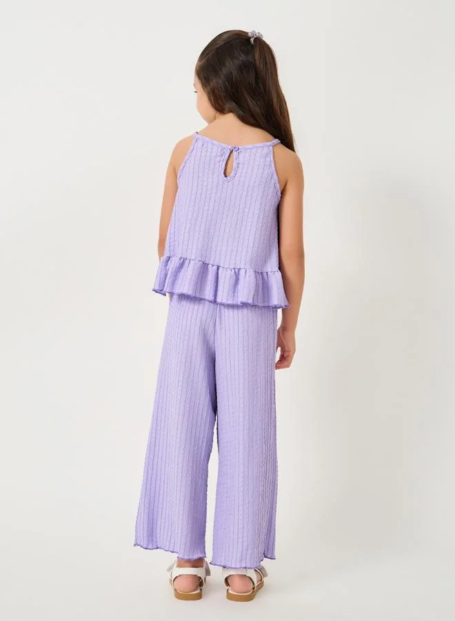 Styli Styli Textured Strappy Top and Pants Set