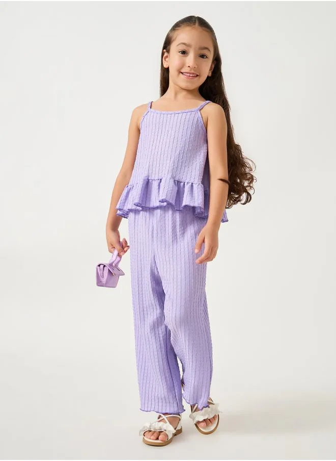 Styli Styli Textured Strappy Top and Pants Set