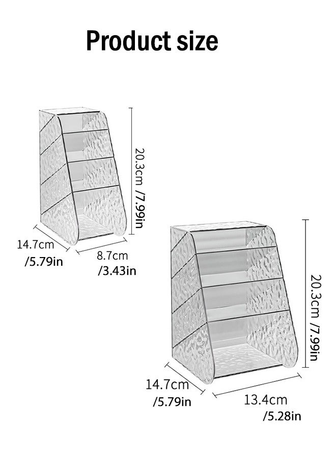 2-Pack Slanted Desk Organizer (1 Large + 1 Small) - Transparent High-Capacity Marker Pen Holder, Flexible Space-Saving Storage for Office Supplies, Desktop Stationery Organizer - Image 3