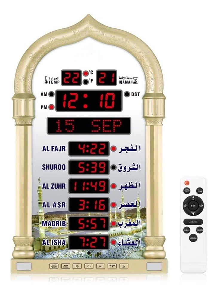 ساعة صلاة أذان للمسجد الإسلامي الرقمية LED للمنزل والمكتب والقاعة والمسجد