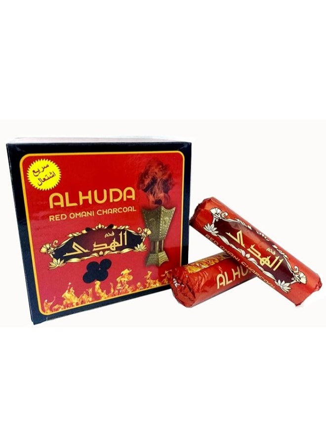 Al Huda Bakhoor Charcoal-Red Omani Charcoal lite Pack Of 8 Rolls Smart 80 Tablets 40 MM  - Image 4