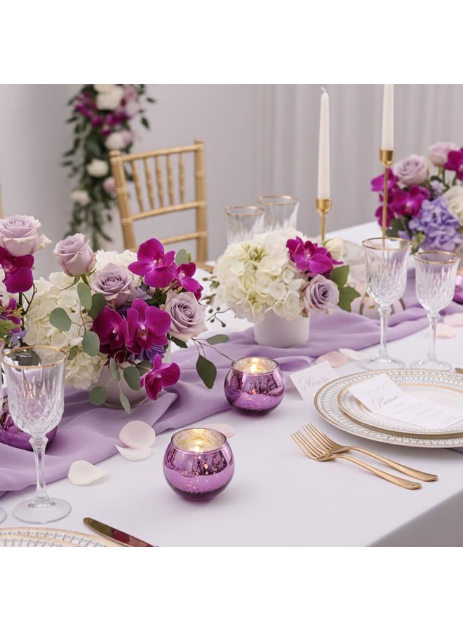 LAMORGIFT 24 Pcs Purple Votive Candle Holders for Wedding Decor, Purple Mercury Glass Candle Holders for Table Centerpieces, Tea Light Holder for Wedding Bridal Shower Party Supplies - Image 4